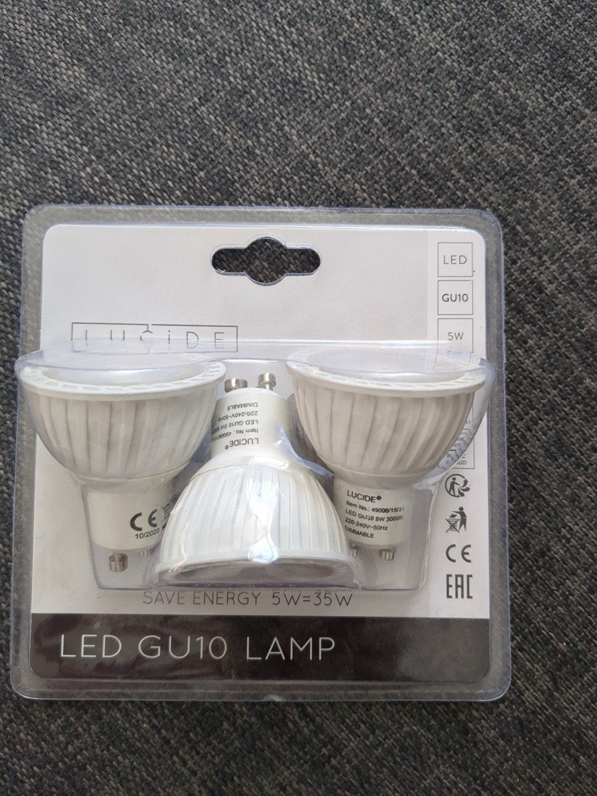 3x Lucide GU10 LED Lampen 5W 3000K Dimbare Spots, Ophalen, Nieuw, Modern