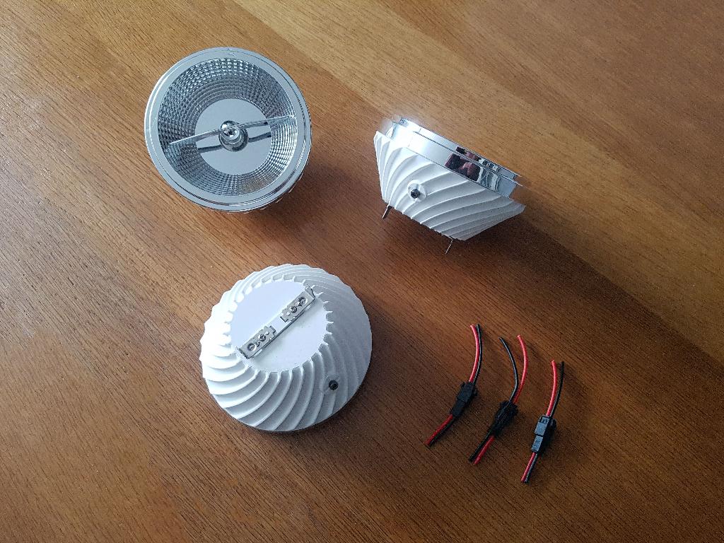 12V LED spots - 3 stuks - Ø ca. 11 cm - wit, Huis en Inrichting, Kunststof, Gebruikt, Ophalen of Verzenden, Led