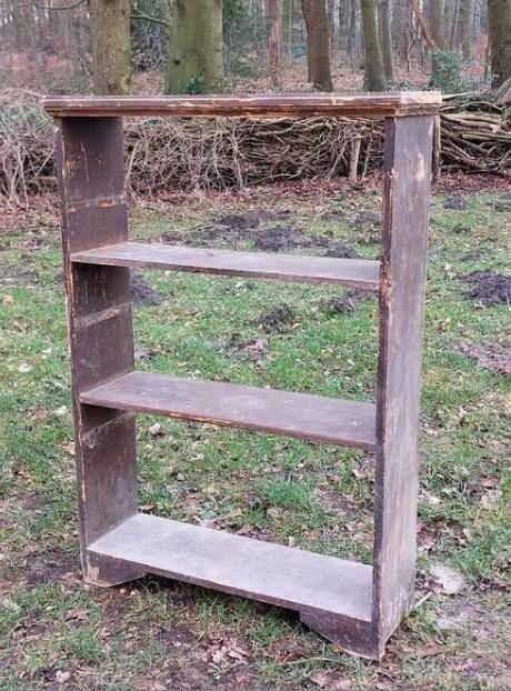 Oude Brocante Roemeense Wandrek Keukenrek Rek Bruin, Ophalen of Verzenden