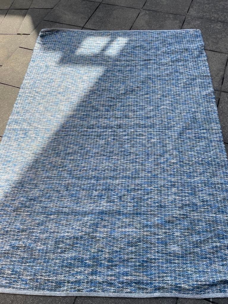 Blauw/grijs vloerkleed 160x230 cm, Ophalen, Gebruikt, Blauw, 150 tot 200 cm