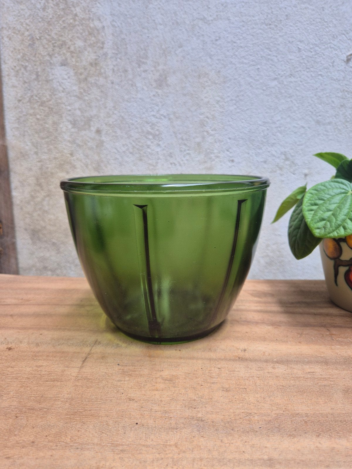 Vintage Leerdam A.D. Copier Glas Bloempot - Uniek Design, Antiek en Kunst, Ophalen of Verzenden