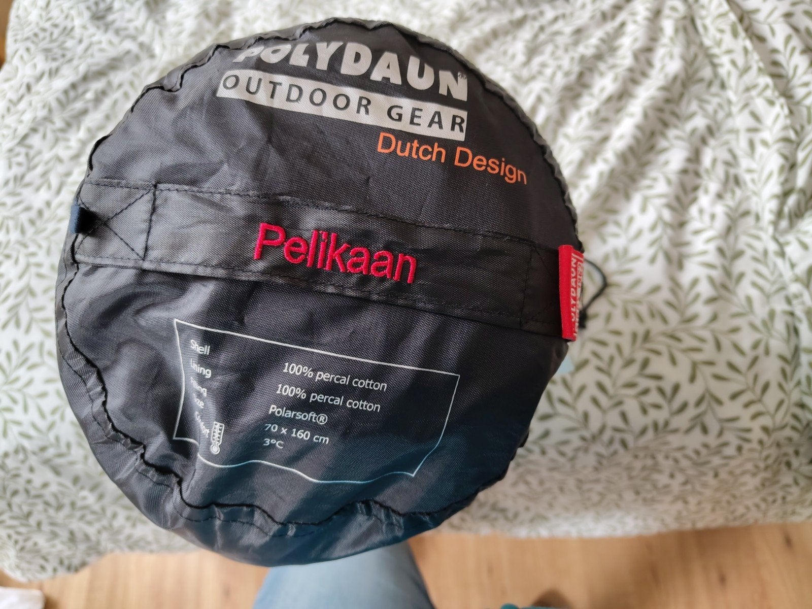 Polydaun kinderslaapzak Pelikaan 70x160 rood-navy, Ophalen of Verzenden, Zo goed als nieuw