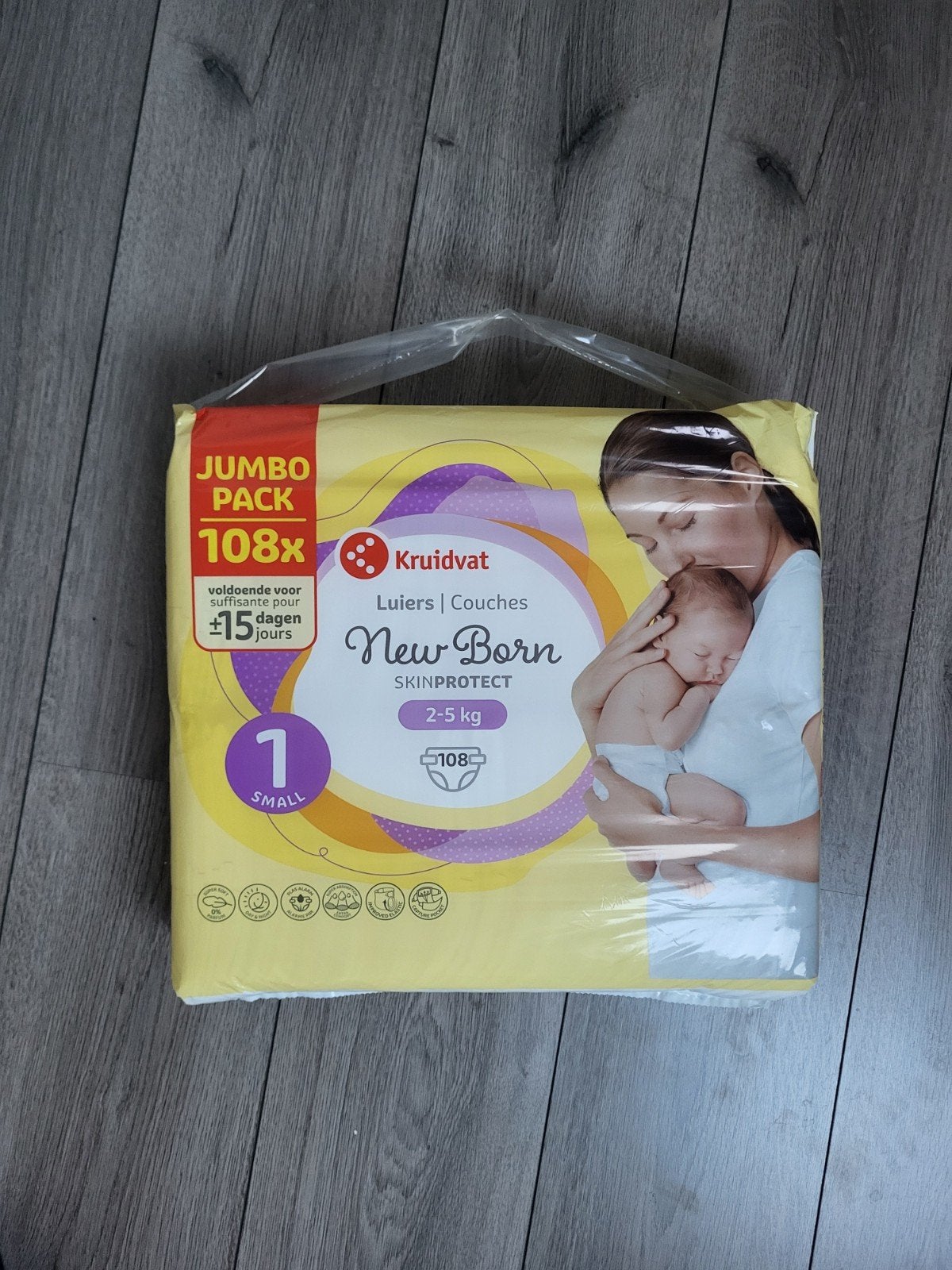 Kruidvat New Born Luiers Maat 1 - Jumbo Pack 108 stuks, Ophalen of Verzenden, Nieuw