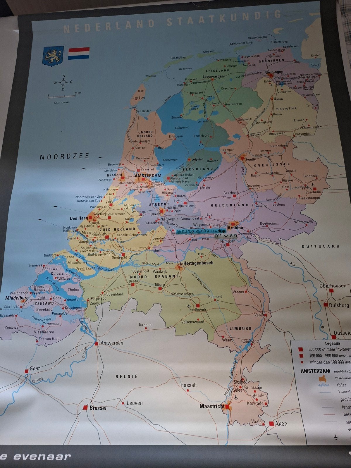 Schoolplaat Nederland Staatkunig/Fysisch 145x115cm, Ophalen