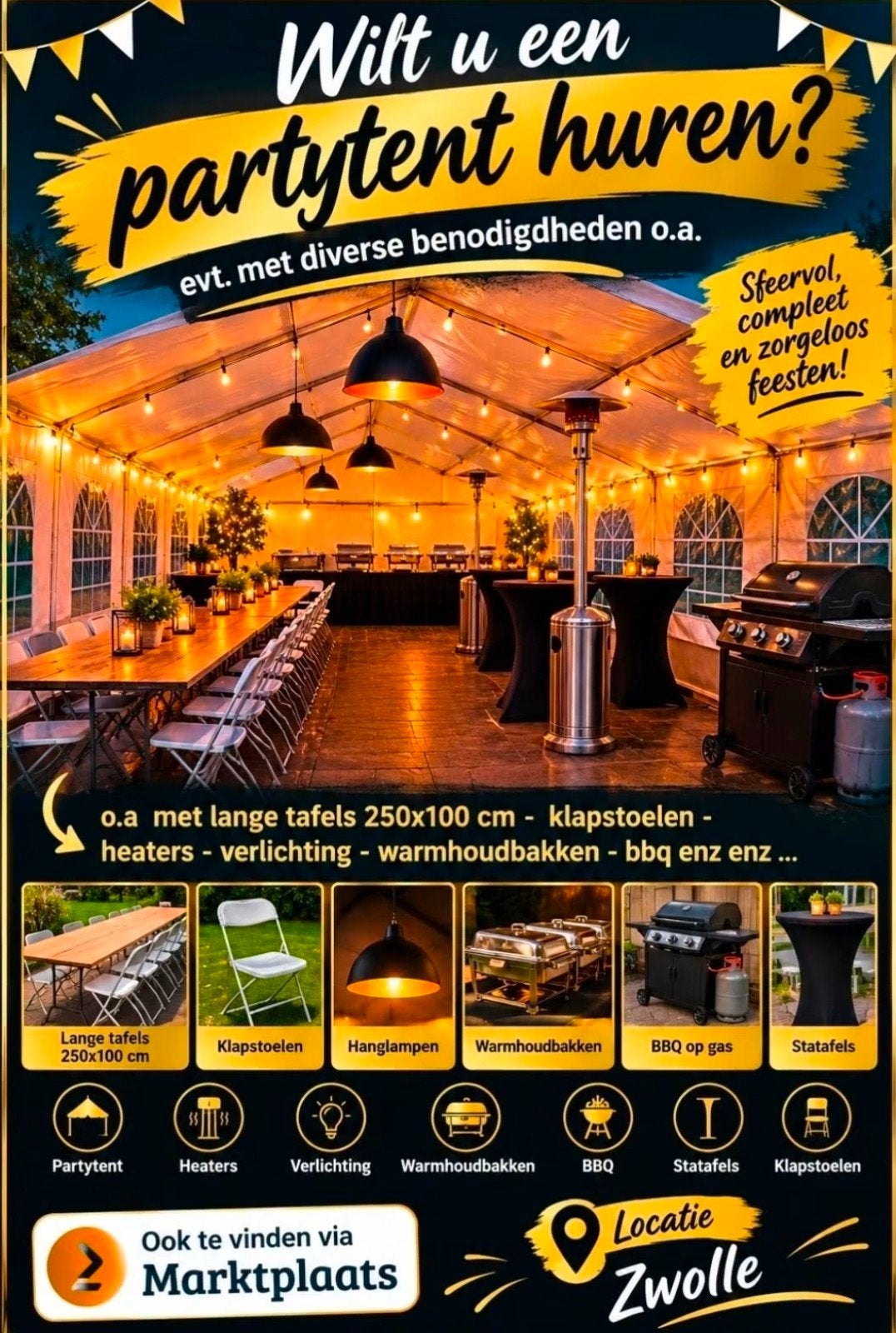 Partytent,Slagers Bbq en div te huur., Tuin en Terras, Ophalen, Minder dan 5 meter