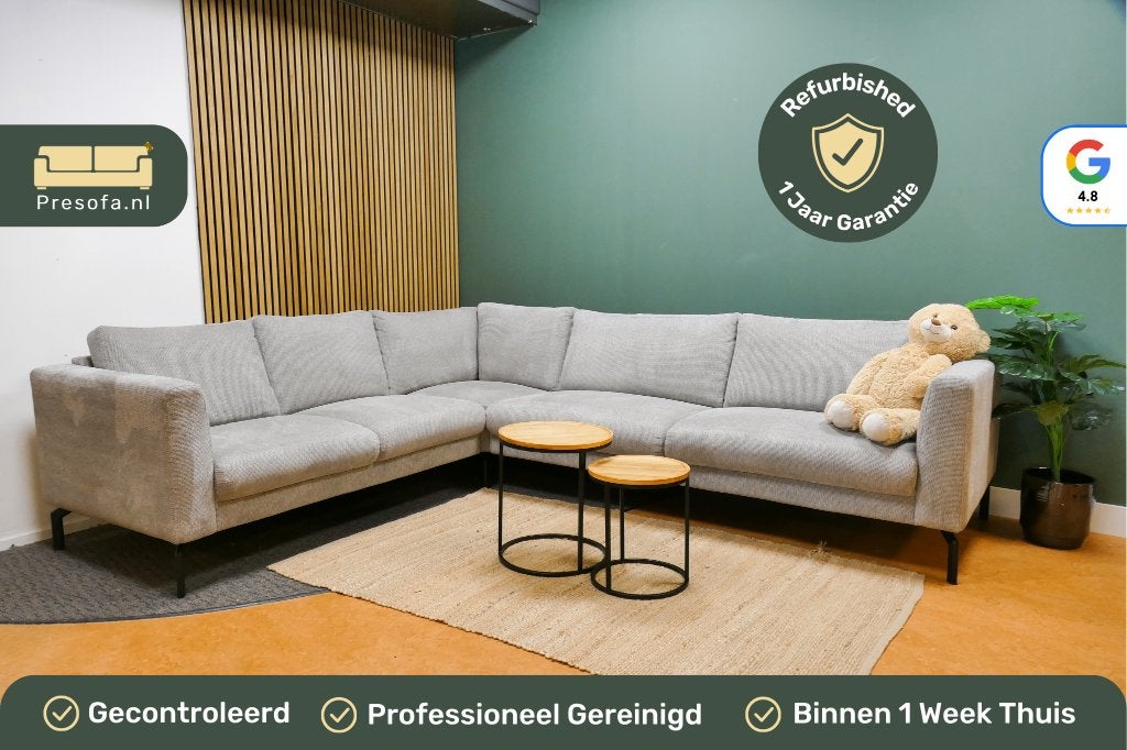 Hoekbank Lichtgrijs Sanders [Refurbished], Huis en Inrichting, Banken | Bankstellen, 250 tot 300 cm, -, -, Hoekbank