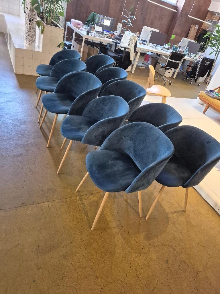 Eetkamer Stoelen (10 stuks), Ophalen, Gebruikt, Blauw, Kuipstoel