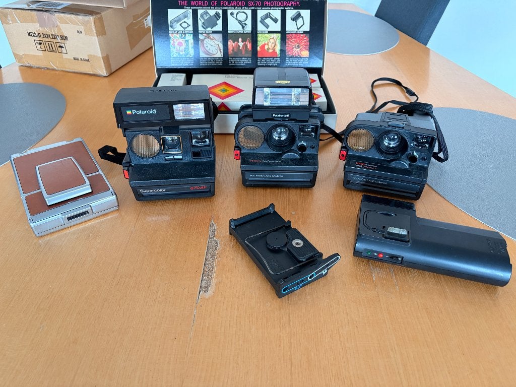 Polaroid Camera Verzameling: SX-70, 670 AF + acc, Ophalen of Verzenden, Gebruikt, Polaroid, Polaroid