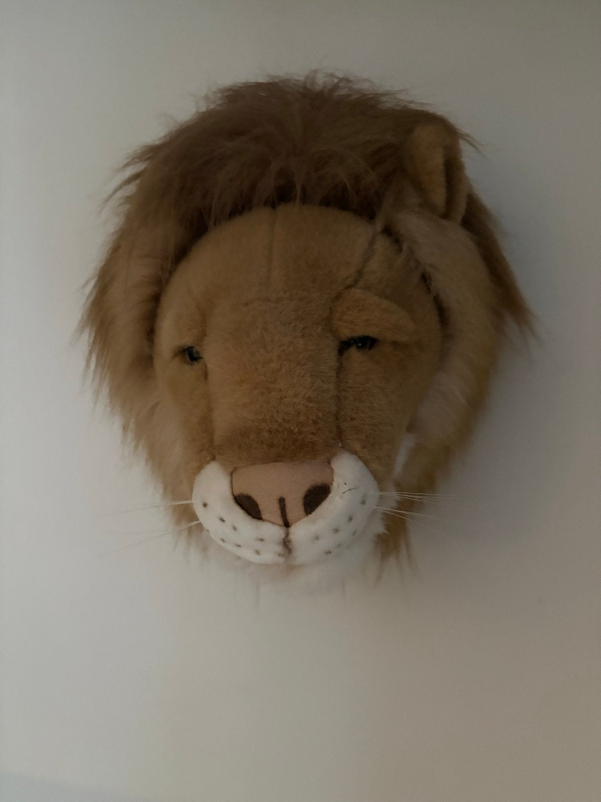 Set van 3 pluche dierenkoppen: leeuw, tijger, olifant, Meerkleurig, Overige stijlen, Ophalen of Verzenden, Zo goed als nieuw