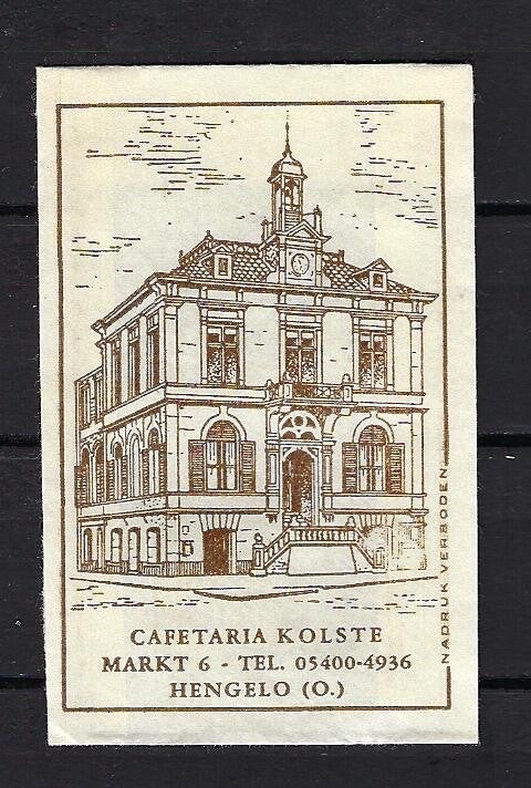 237 Hengelo cafetaria KOLSTE, Ophalen of Verzenden, Nederland