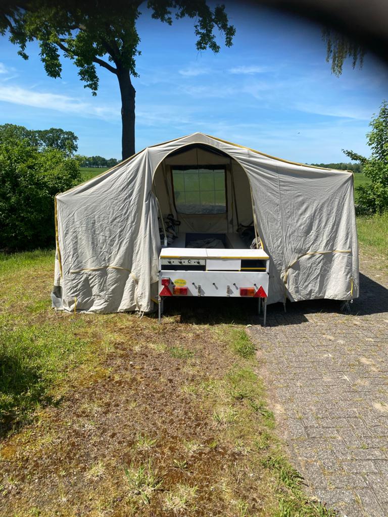 Compacte Jamet vouwwagen met keuken, Caravans en Kamperen, Vouwwagens, Ophalen, Beige, Tot en met 3, Aanwezig