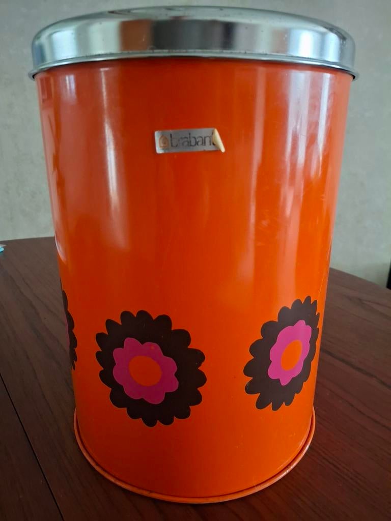 Brabantia voorraadbus oranje met bloemmotief, Huis en Inrichting, Keuken | Keukenbenodigdheden, Ophalen, Gebruikt