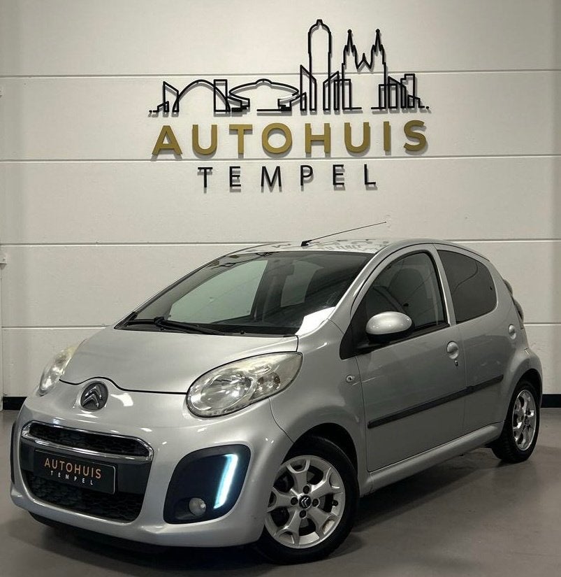 Citroen C1 1.0 First Edition Nap Airco Led Isofix 5Deurs Toe, Auto's, Euro 5, Stof, Zwart, USB