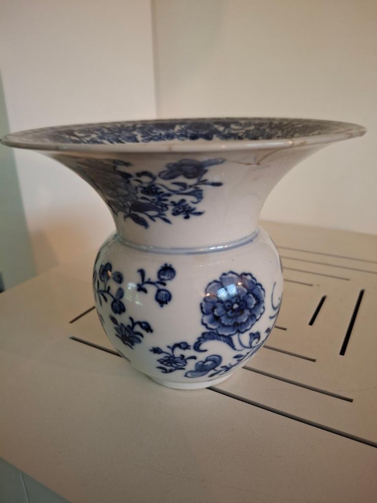 Antieke Chinese Qianlong  Kwispedoor - Blauw-Wit Porselein, Antiek en Kunst, Antiek | Vazen, Ophalen of Verzenden