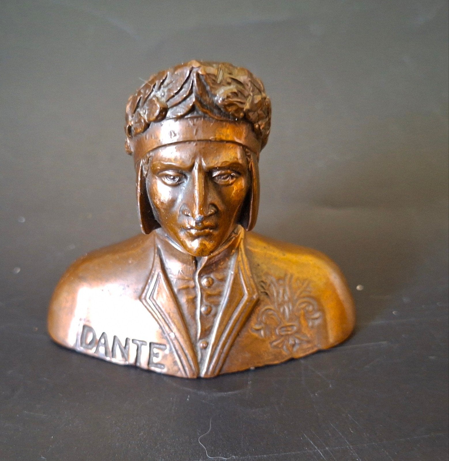 Bronzen Buste van Dante Alighieri, Minder dan 20 cm, Buste, Ophalen of Verzenden, Bruin
