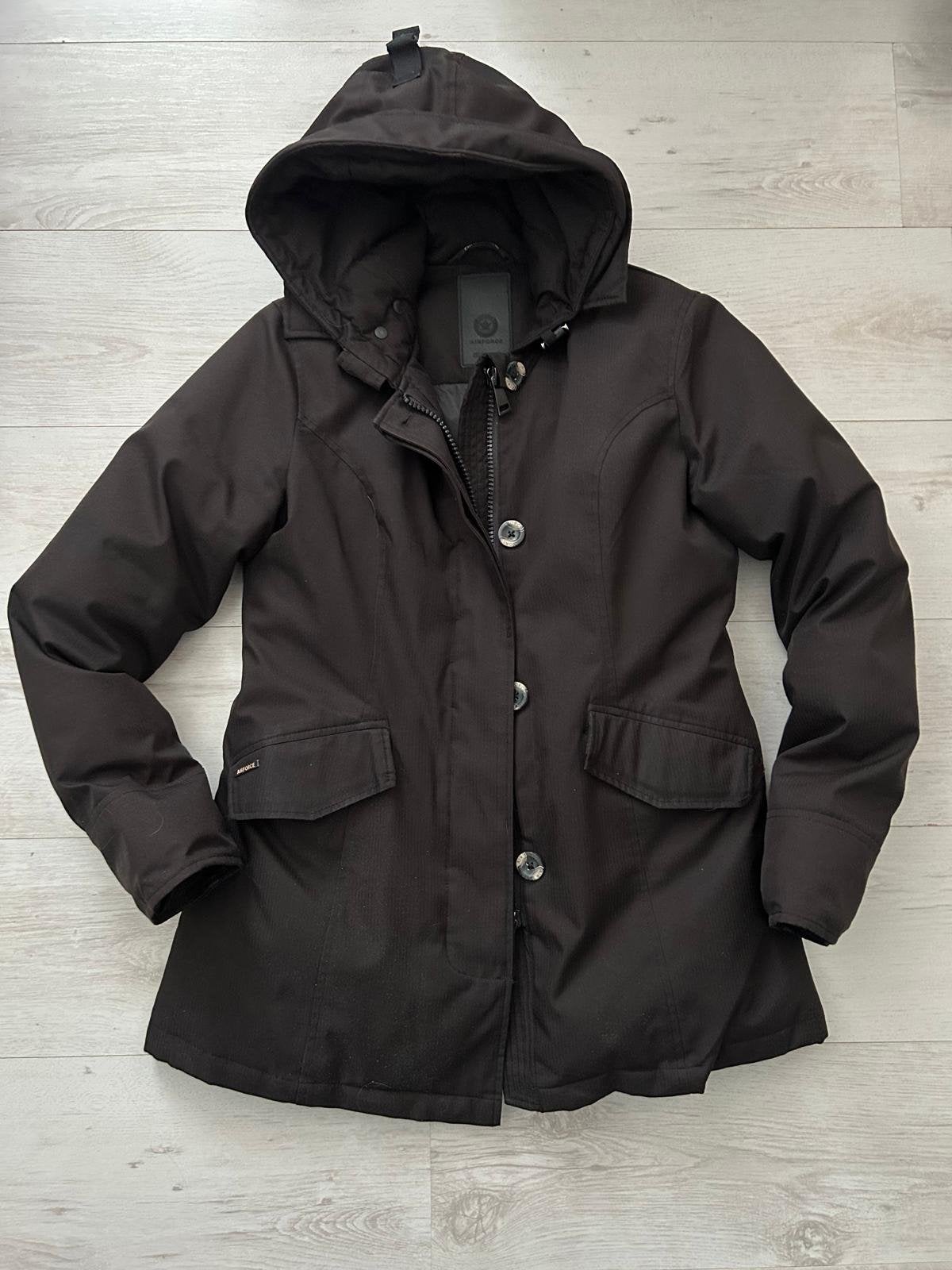Mooie Airforce Dames Parka Winterjas Antraciet / Donkerbruin, Ophalen of Verzenden, Zo goed als nieuw, Maat 38/40 (M), Bruin