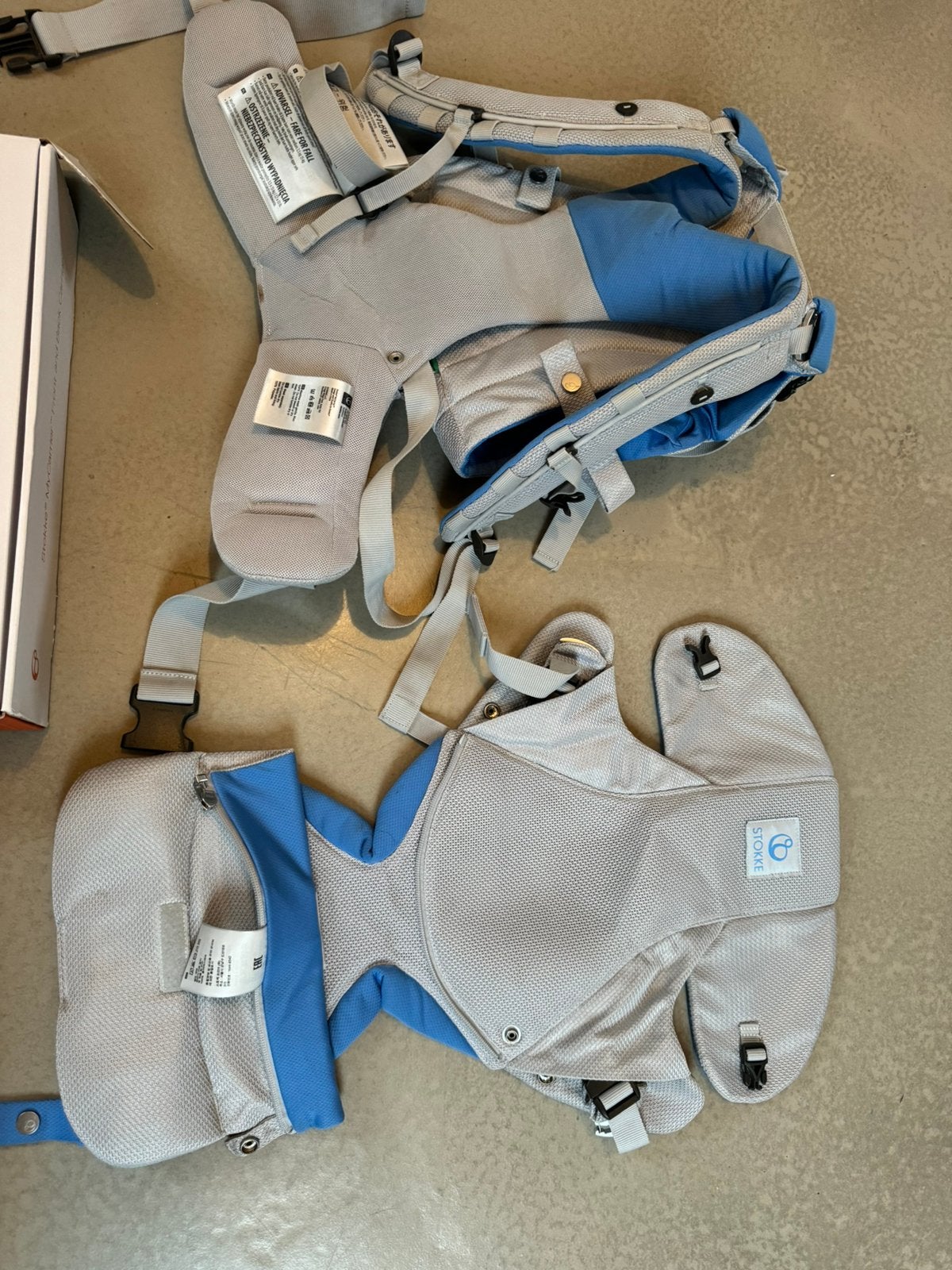 Stokke draagzak front en back blauw/grijs, Buik of Rug, Zo goed als nieuw, Draagzak, Ophalen