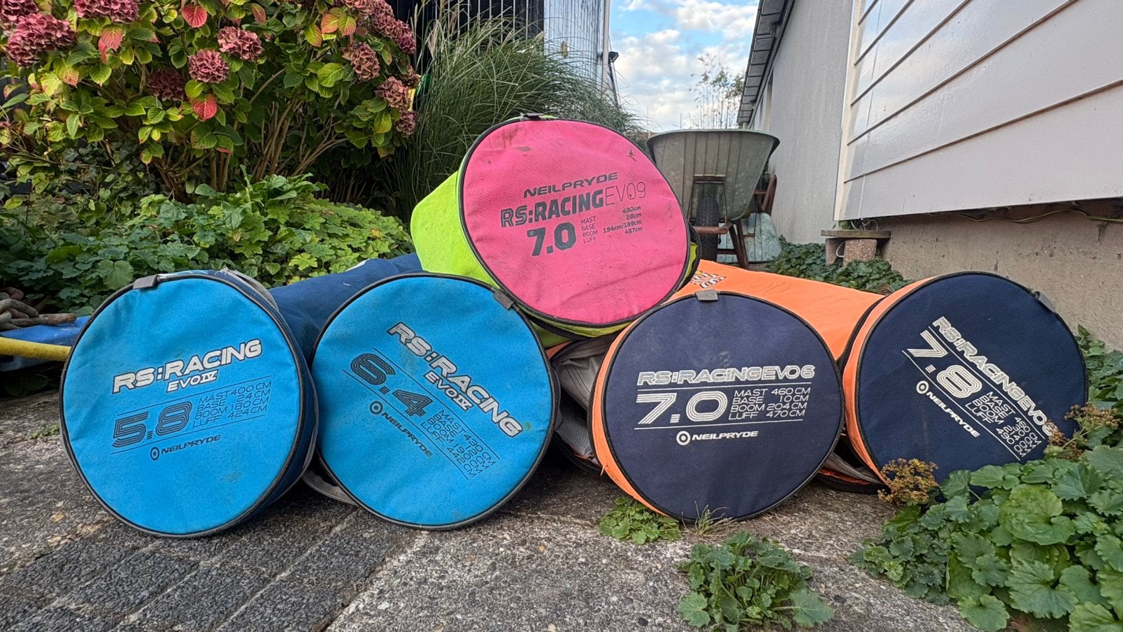 5x NeilPryde RS:Racing EVO slalomzeilen 5.8–6.4–7.0–7.8, Watersport en Boten, Windsurfen, Ophalen, 6.5 m² tot 8 m², Neilpryde