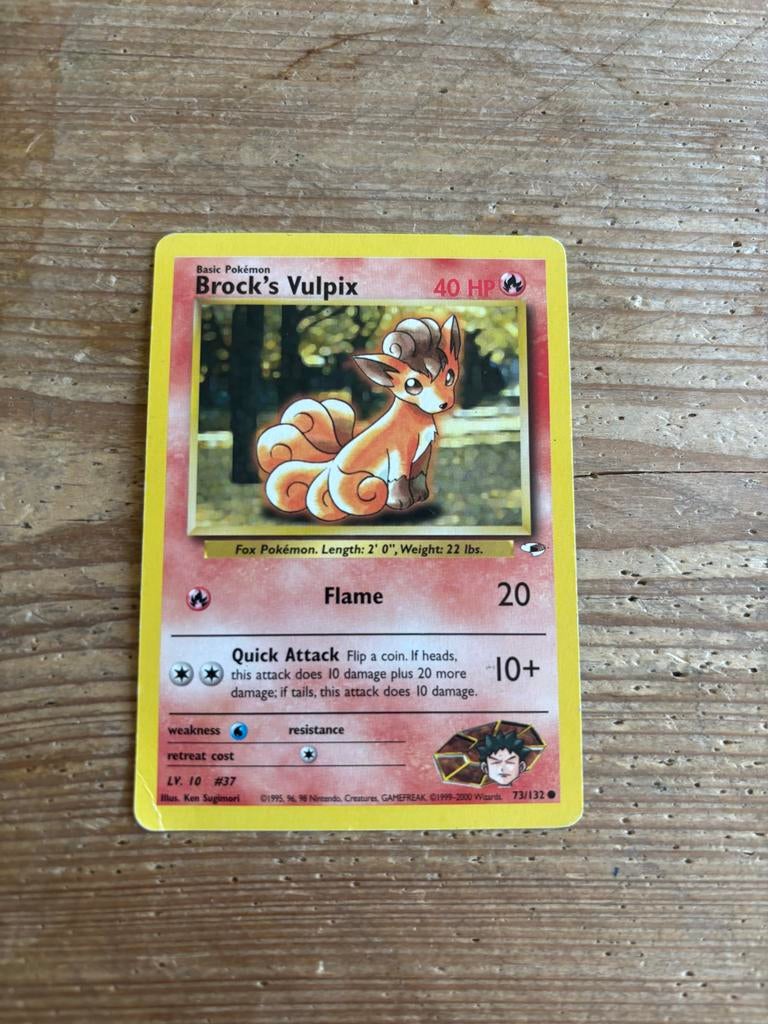Brock's Vulpix - Pokémon Gym Heroes Kaart, Ophalen of Verzenden, Gebruikt, Losse kaart