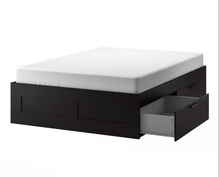 Tweepersoonsbed met opbergruimte - IKEA Malm, Ophalen, Gebruikt, Zwart, Tweepersoons