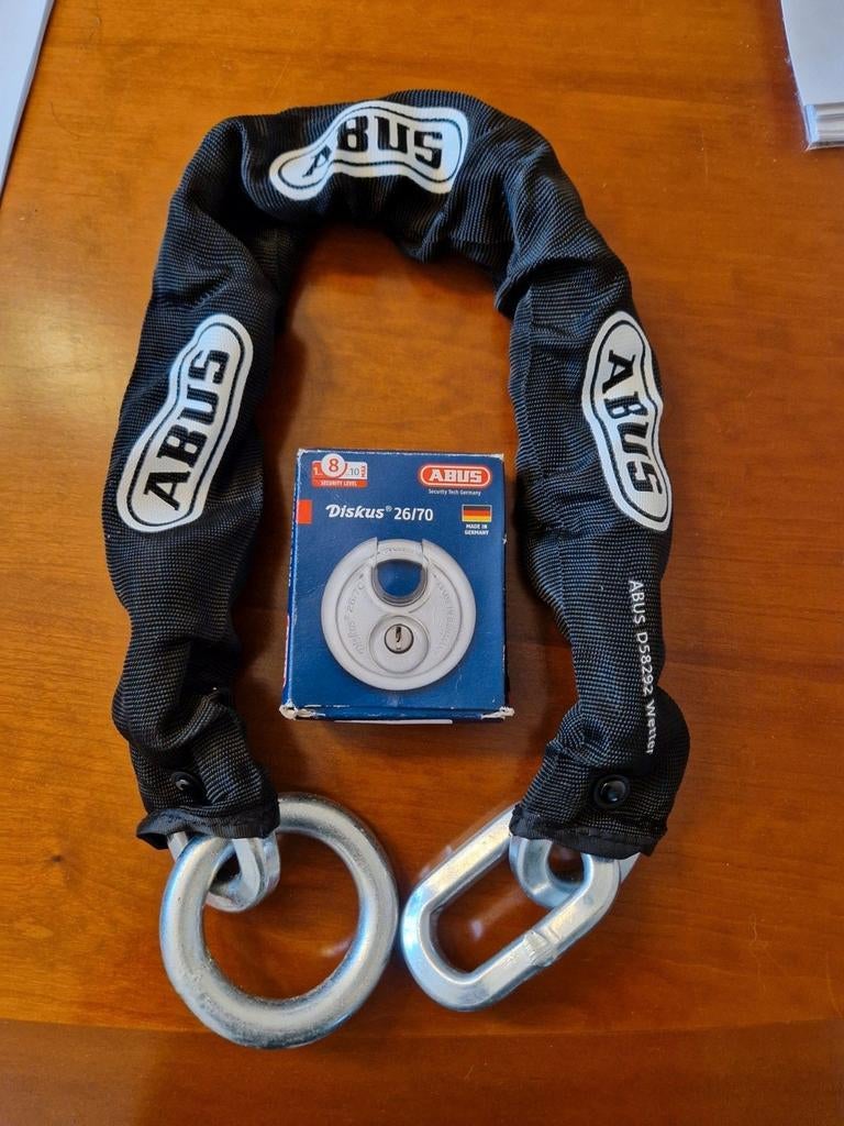 ABUS Kettingslot met Diskus slot - Hoogwaardige beveiliging, Fietsen en Brommers, Fietsaccessoires | Fietssloten, Gebruikt, Kettingslot