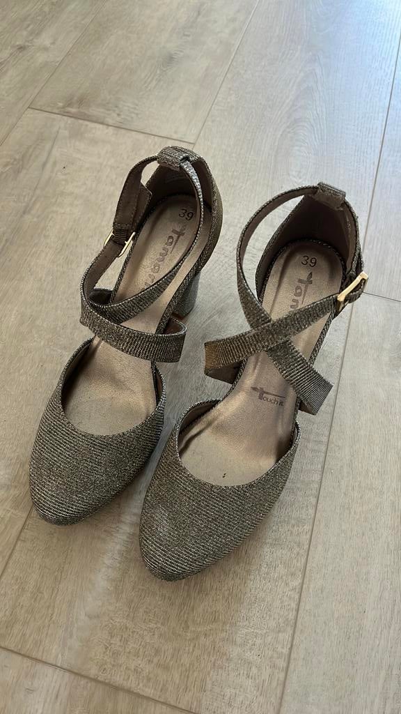 Tamaris zilveren bling bling hoge hakken feestschoenen 39, Overige kleuren, Ophalen of Verzenden, Zo goed als nieuw, Schoenen met hoge hakken