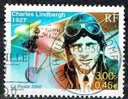 Frankrijk 2000 Charles Lindbergh Luchtvaartpionier Vliegtuig, Verzenden, Gestempeld, Vliegtuigen