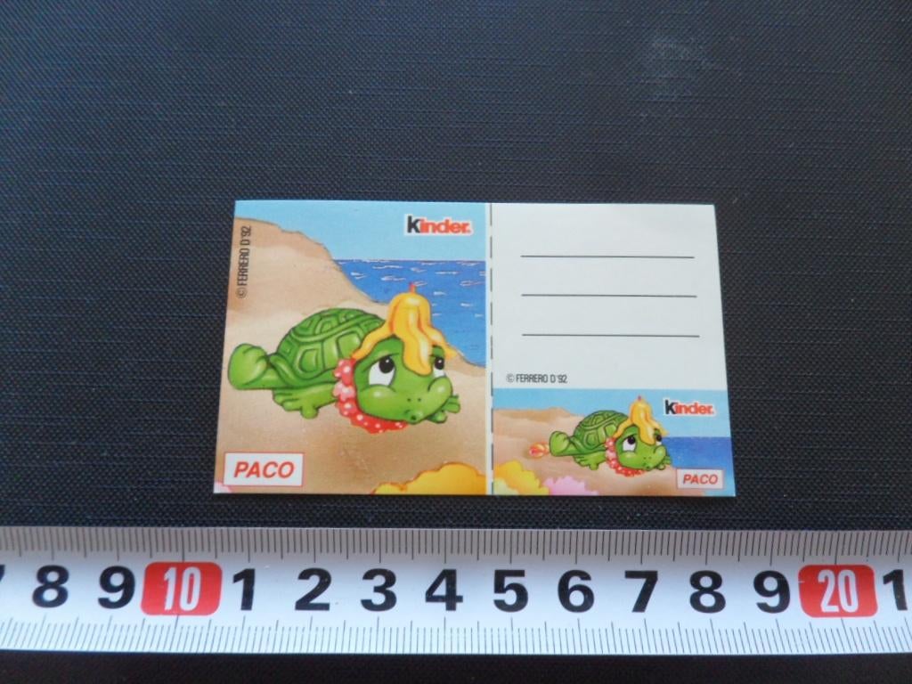 sticker ferrero kinder paco schildpad, Verzamelen, Ophalen, Zo goed als nieuw