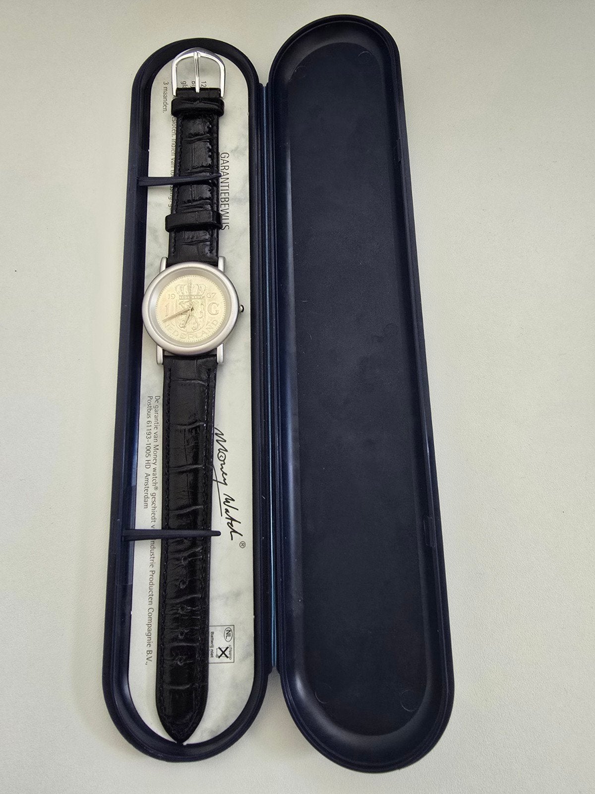 Money watch gulden 1967, Sieraden, Tassen en Uiterlijk, Horloges | Heren, Overige merken, Leer, Polshorloge, Nieuw