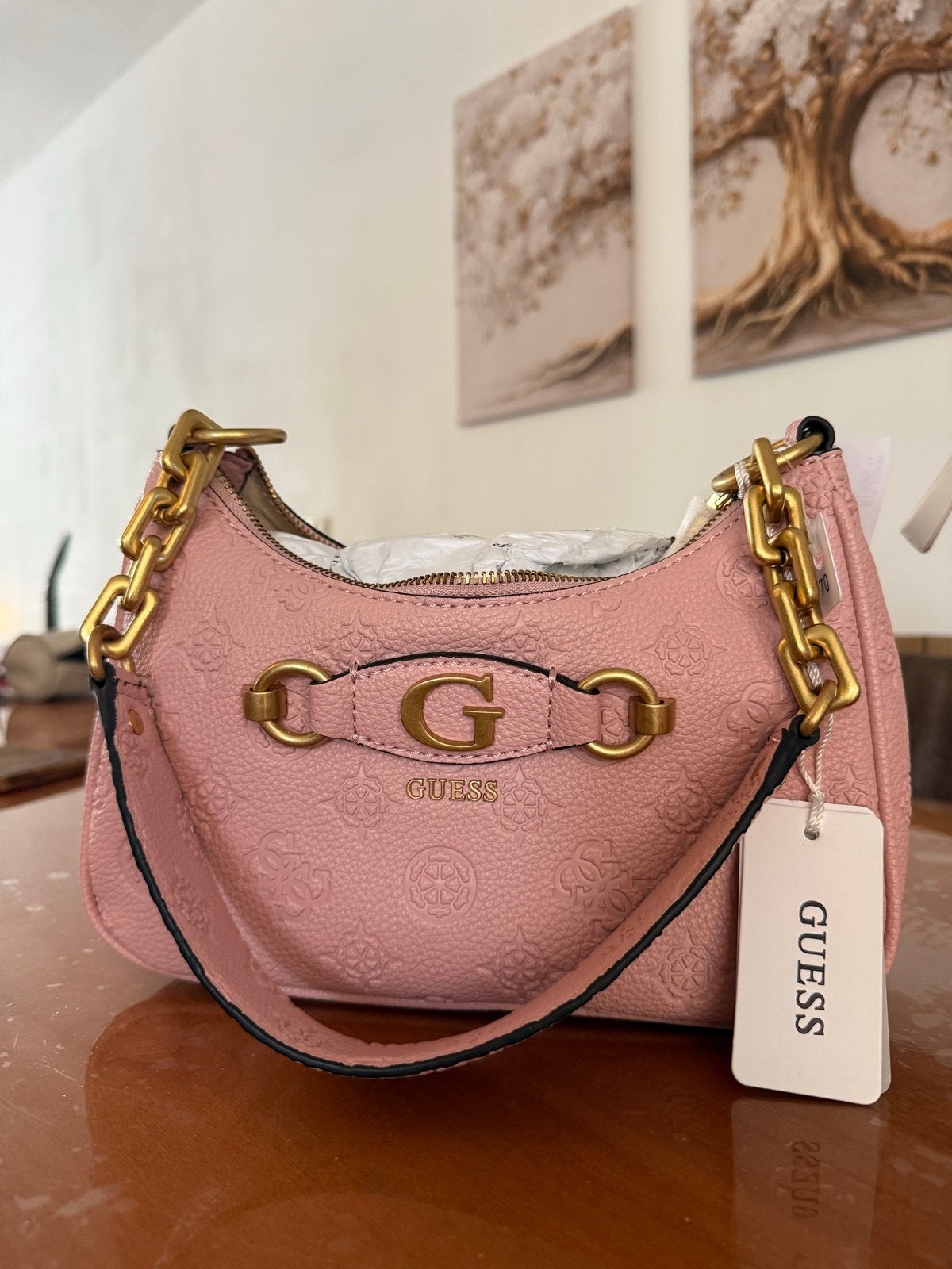 GUESS Izzy Peony Shoulder Bag – New with Tags, Ophalen, Nieuw, Roze, Handtas
