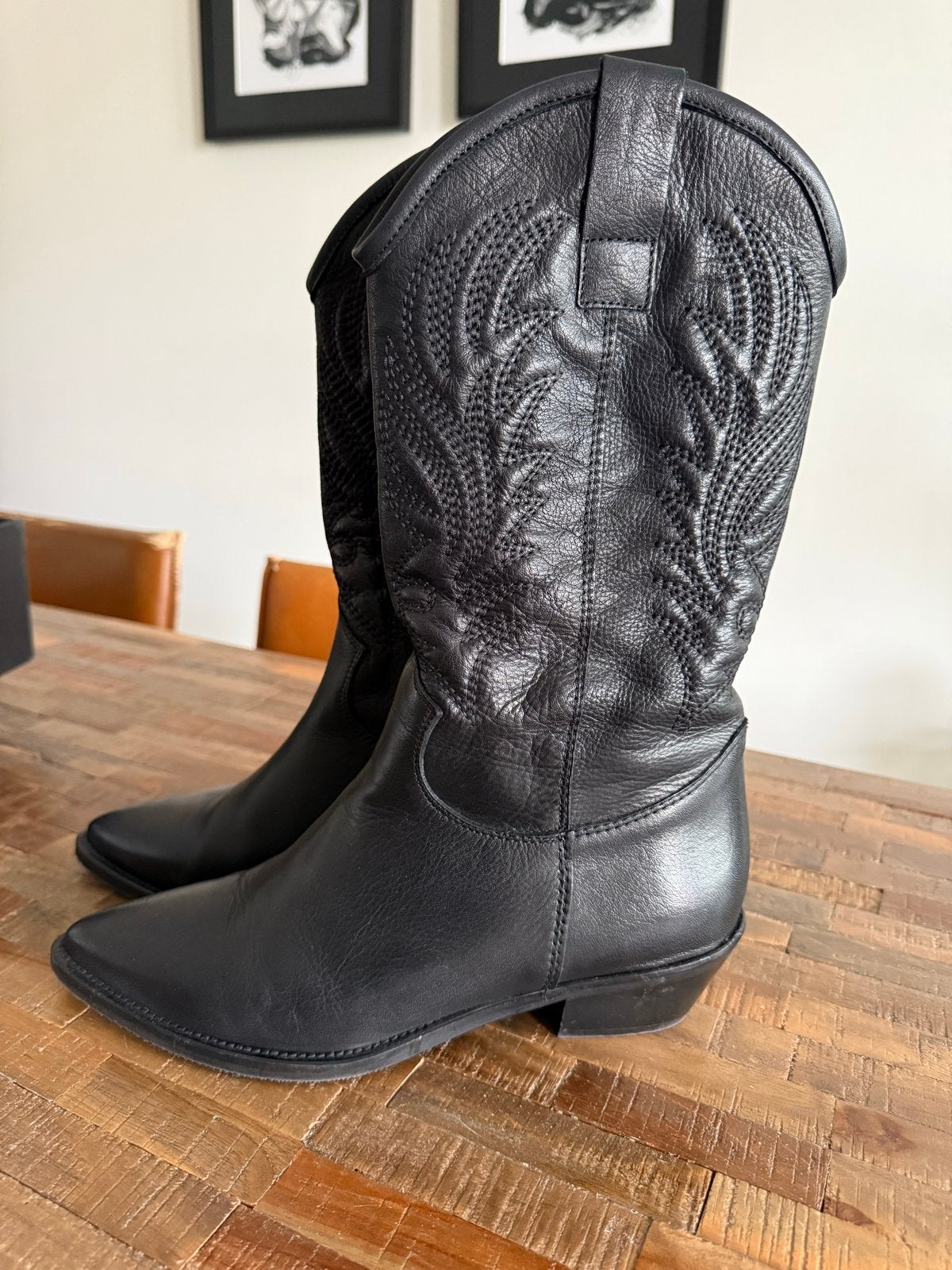 Sacha Zwarte Leren Cowboylaarzen - Maat 40, Ophalen of Verzenden, Nieuw, Zwart, Lage of Enkellaarzen