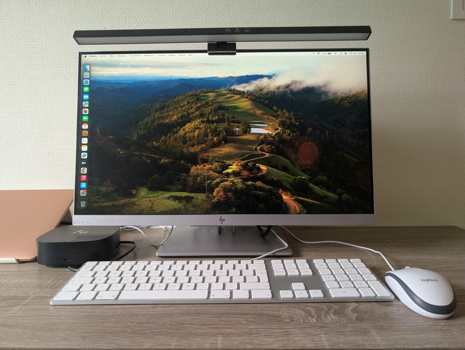 Complete Luxe Setup: MacBook Air + HP Monitor + G5 Docking, Computers en Software, Apple Desktops, Ophalen, Gebruikt, 8 GB, 128 GB