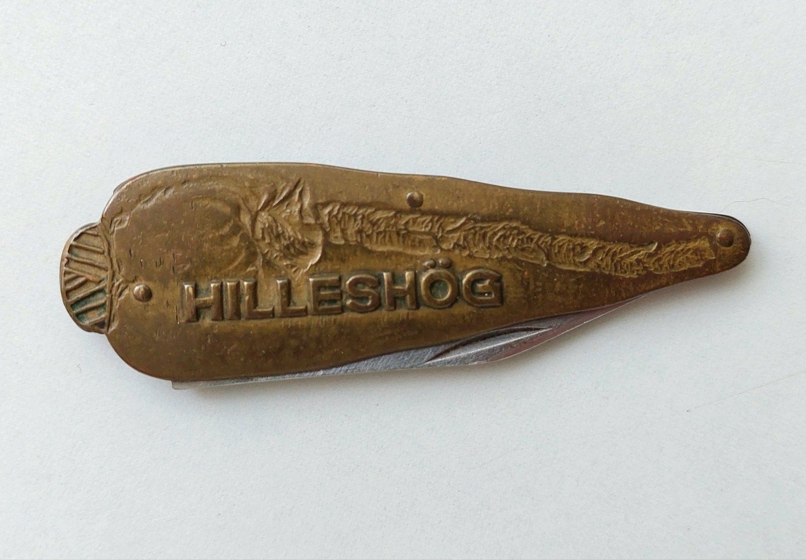 Oud zakmes met reclame voor Hilleshög suikerbietenverwerker., Ophalen of Verzenden