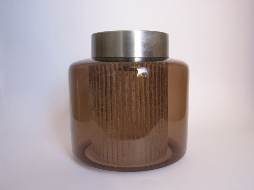 vintage B -1264 raak plafonniere plafondlamp rookkleur glas., 21 cm, Gebruikt, Meerkleurig, Design