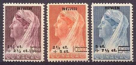 Curacao NVPH nr 182/4 ongebruikt NIWIN 1947, Ophalen of Verzenden, Postfris