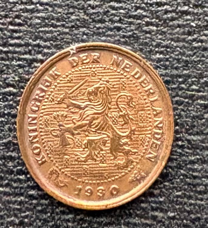 Zeldzame 1/2 Cent Munt uit 1930 - Koningin Wilhelmina, Ophalen of Verzenden, Koningin Wilhelmina, ½ gulden, Losse munt
