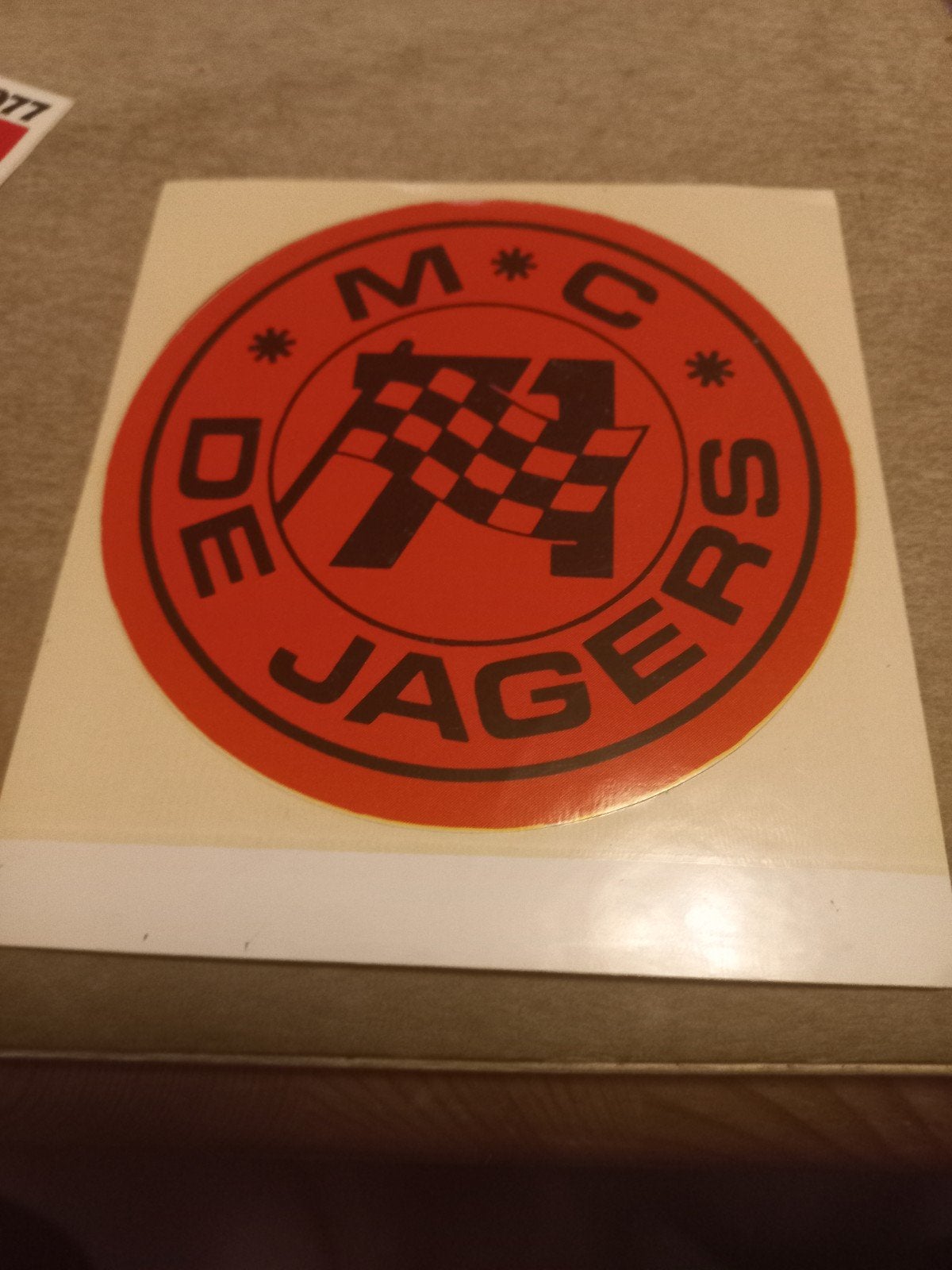 Vintage MC De Jagers Sticker - Auto/Motor Sport, Verzamelen, Stickers, Ophalen of Verzenden, Zo goed als nieuw, Auto of Motor