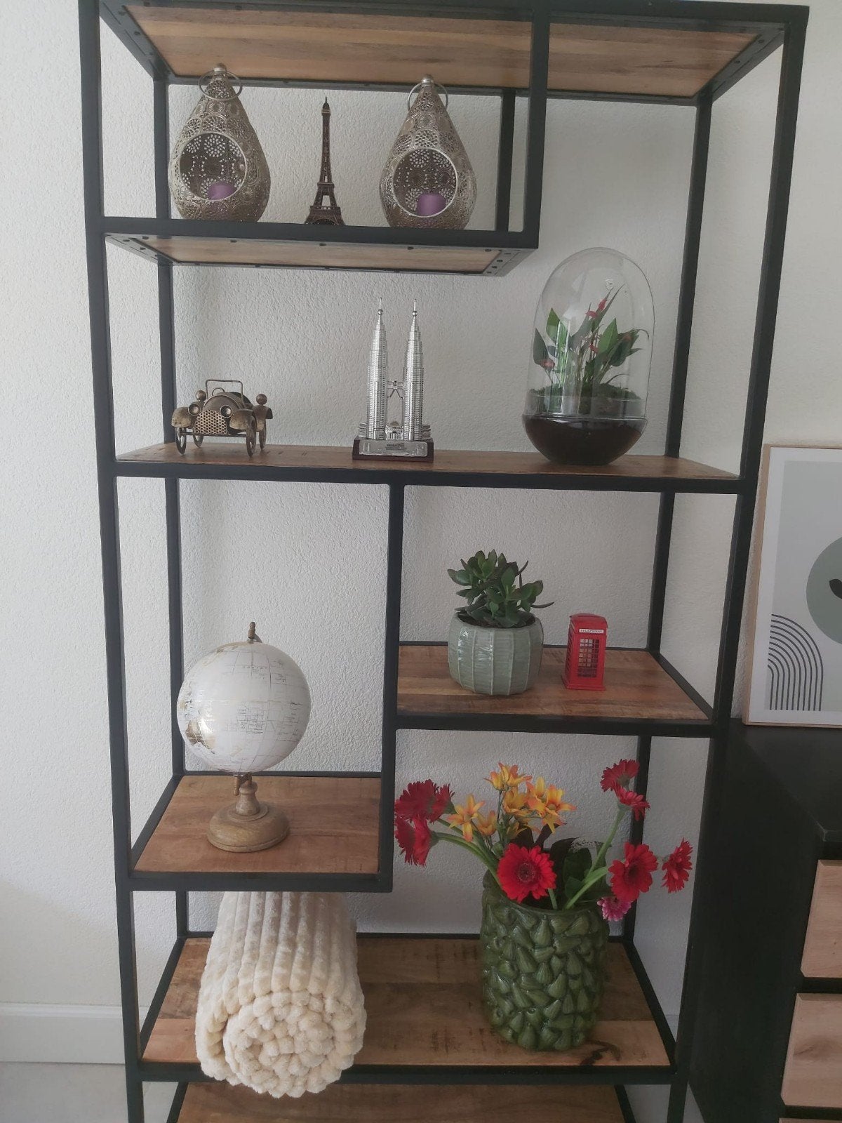 Industriële Boekenkast/Open Kast met Houten Planken, Met plank(en), 200 cm of meer, Industrieel, Modern, 50 tot 100 cm