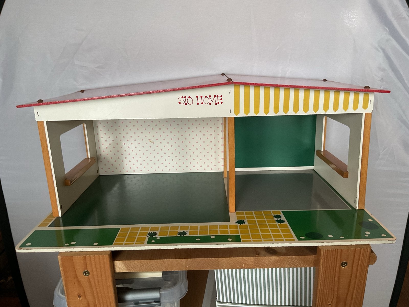 Vintage SIO HOME Poppenhuis - Houten Speelgoedhuis, Ophalen of Verzenden, Gebruikt, Poppenhuis