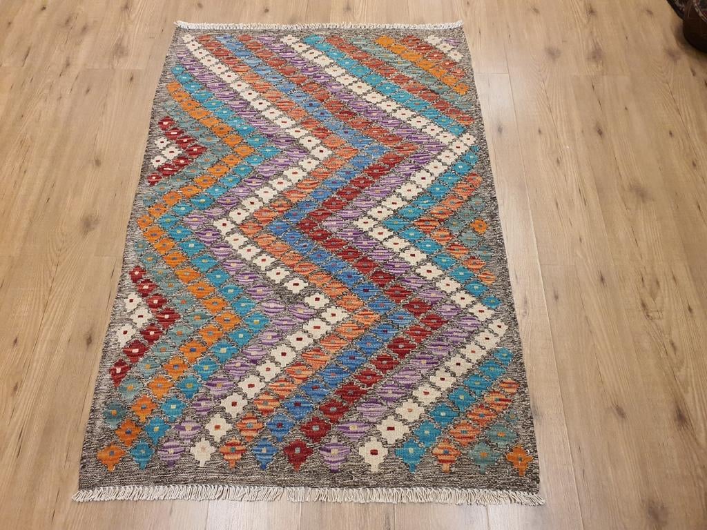 Prachtige handgeweven oosterse kelim 145x99, Info@SlatsAntiek.nl, 100 tot 150 cm, Crème, Vof Slats Antiek