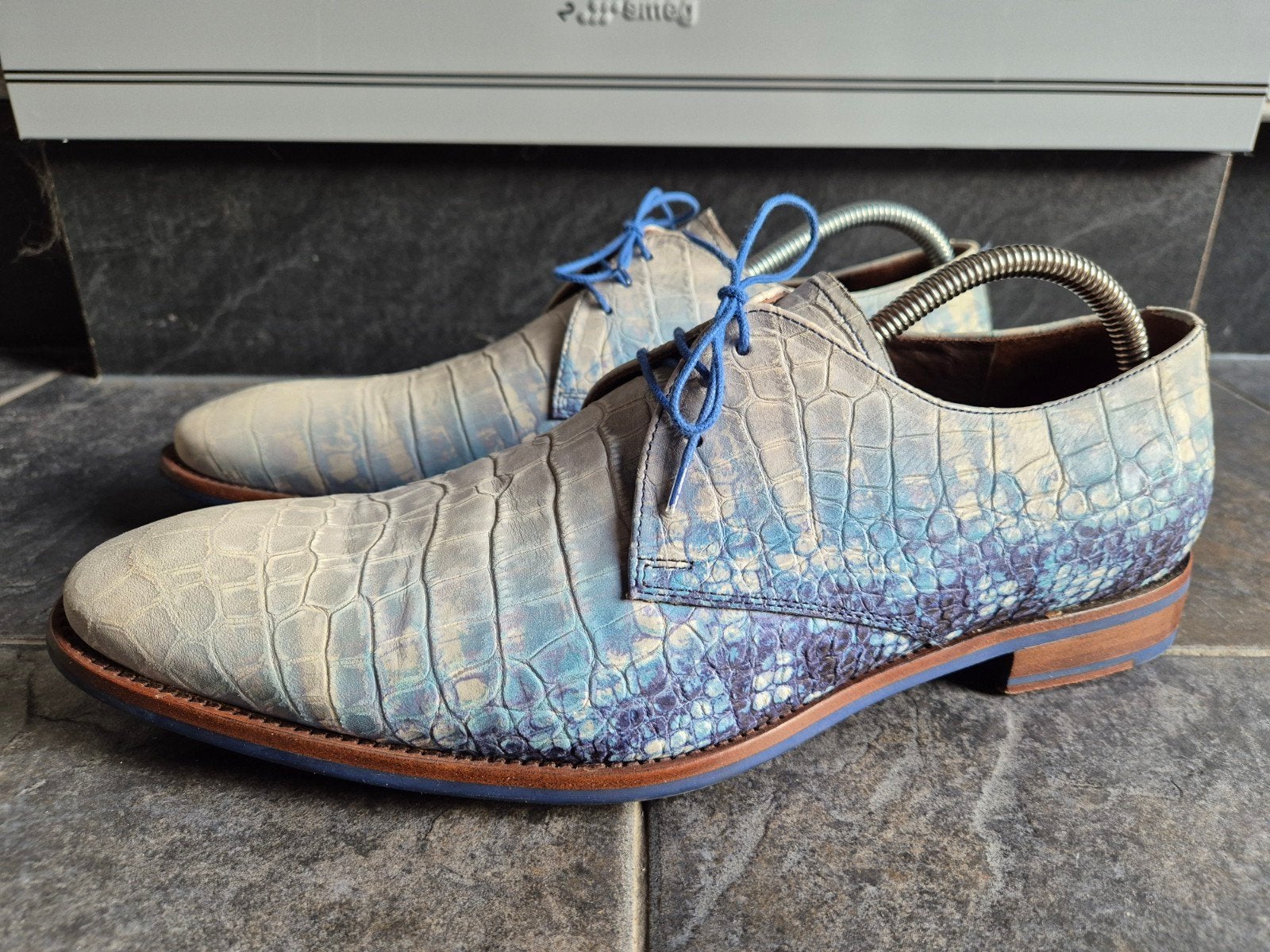 Floris van Bommel herenschoenen maat 44 / 9.5, Blauw, Floris van Bommel, Ophalen of Verzenden, Zo goed als nieuw