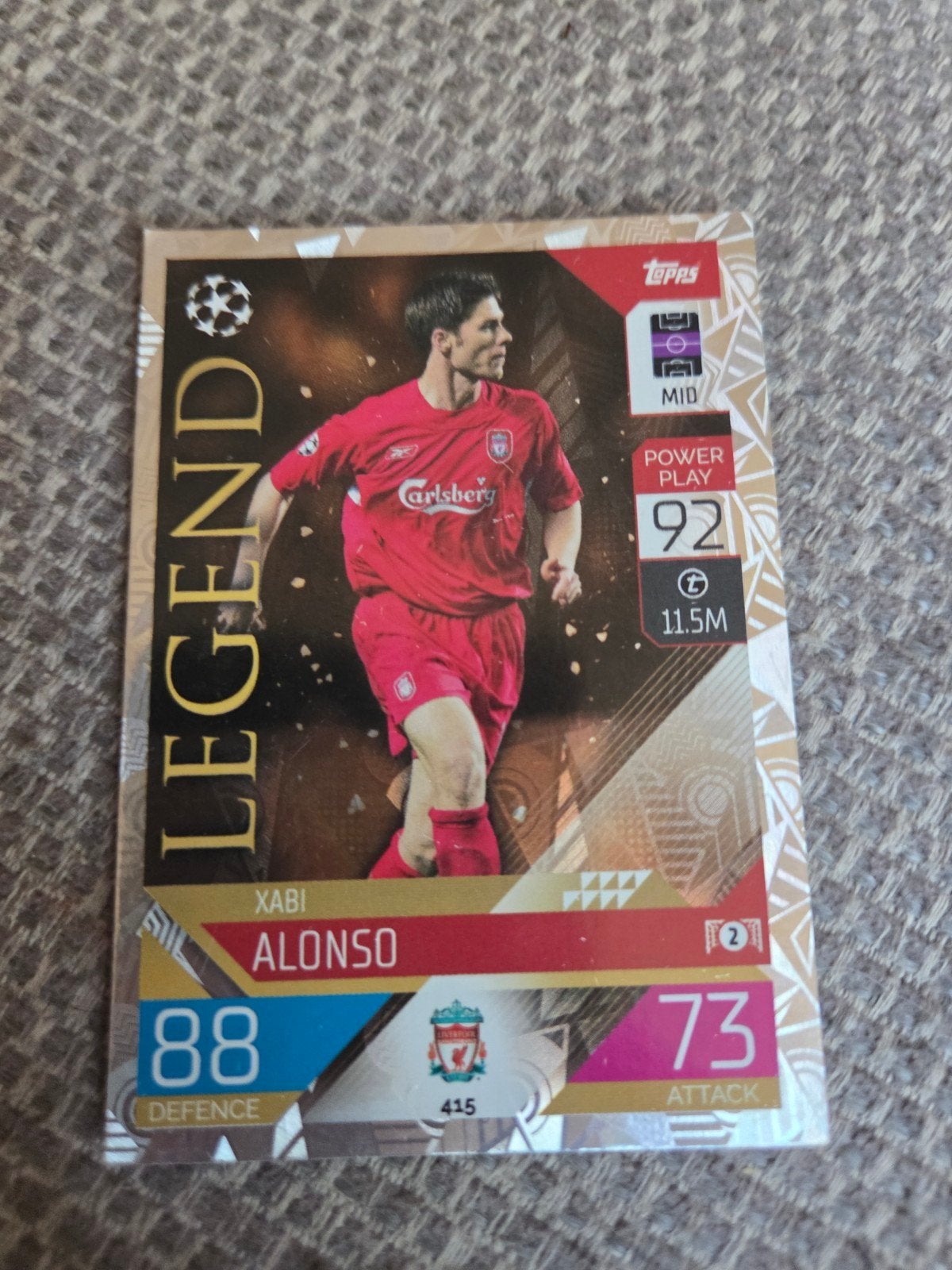 Topps Match Attax Xabi Alonso Legend Kaart Liverpool FC, Ophalen of Verzenden, Zo goed als nieuw, Losse kaart