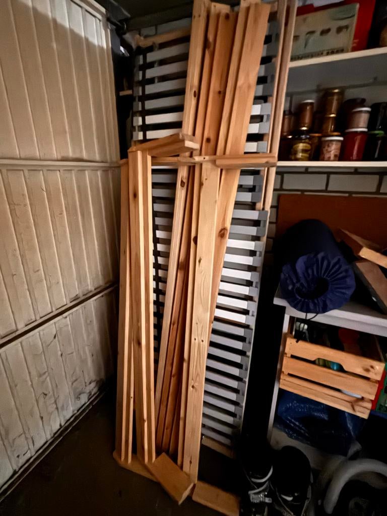 Bedframe 140/200, Ophalen, Gebruikt, Bruin, Tweepersoons