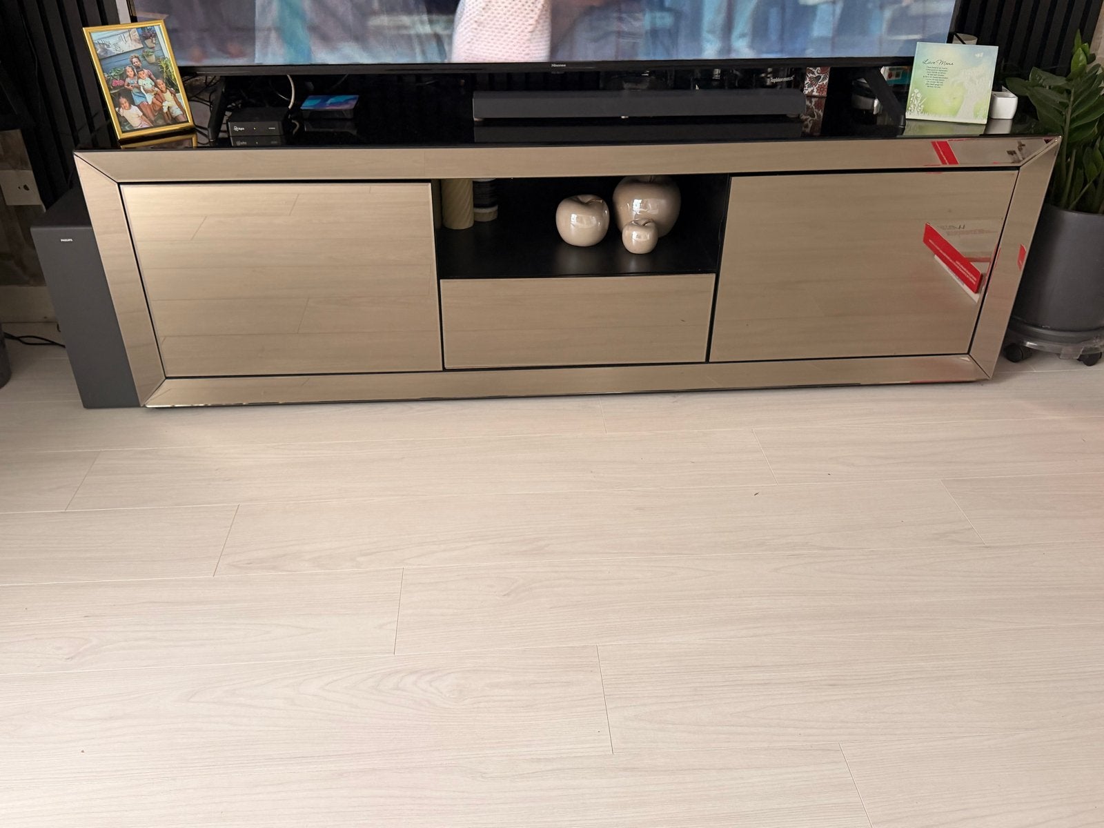Luxe Eric Kuster stijl TV meubel - Spiegelfinish, Huis en Inrichting, Ophalen, Gebruikt, 150 tot 200 cm, Glas