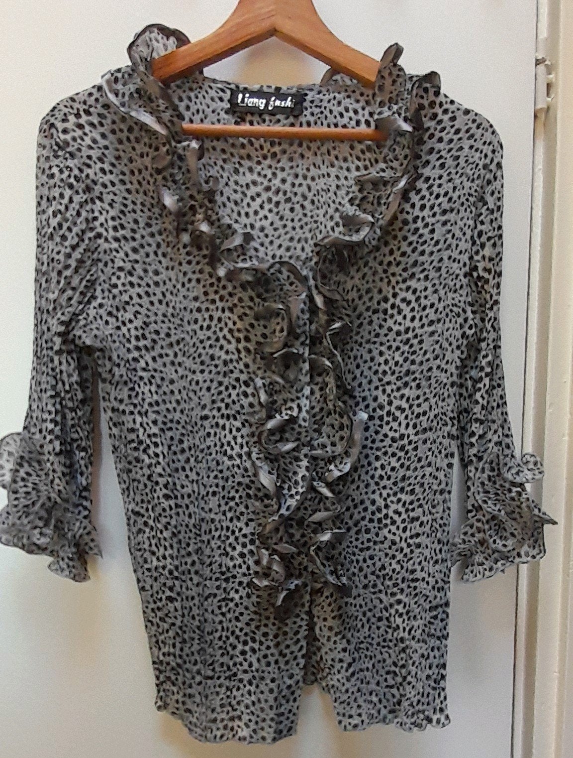 Liang Fushi Blouse met Ruches - Luipaardprint, Ophalen of Verzenden