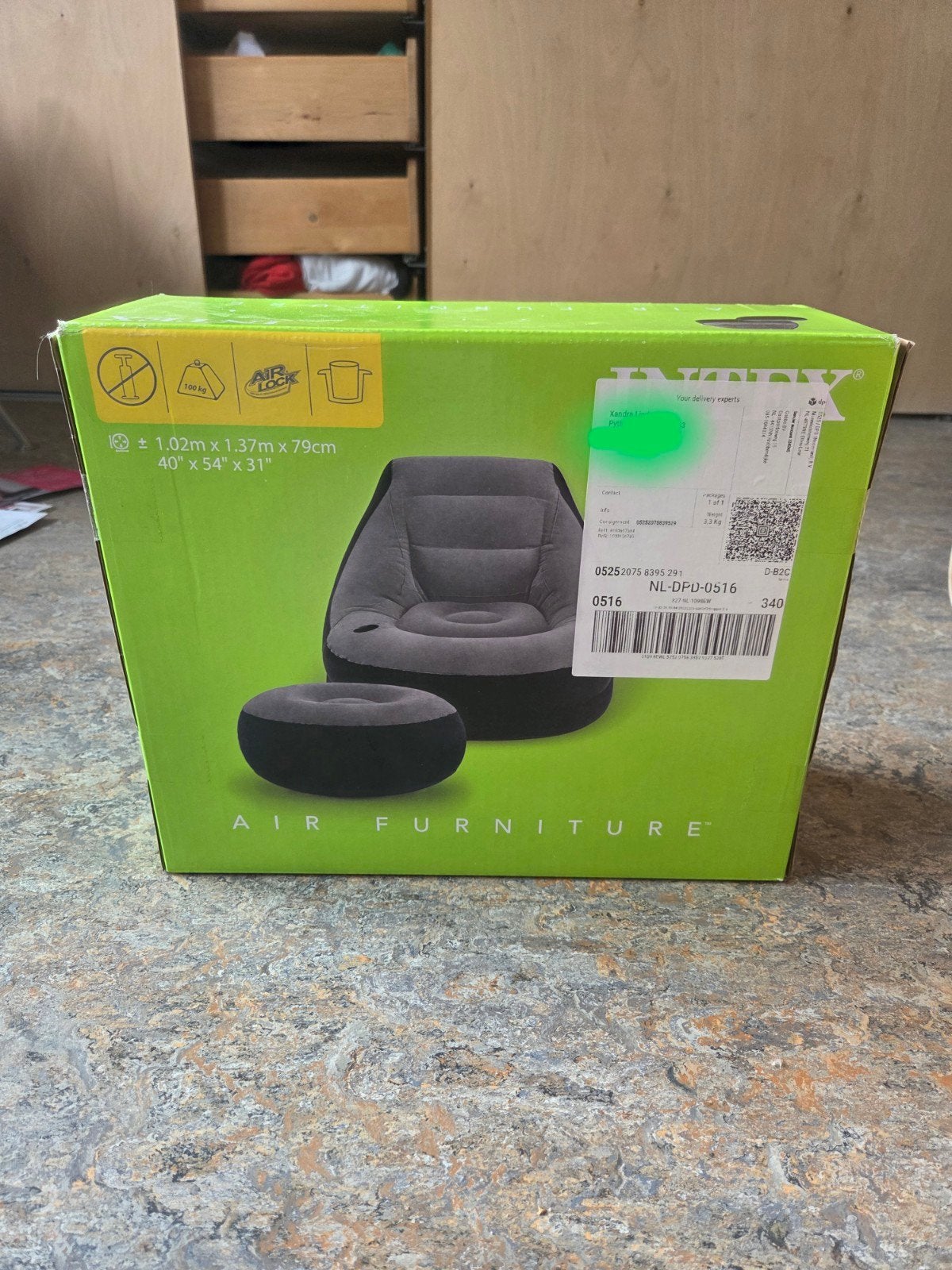 Nieuwe Intex Ultra Lounge Stoel met poef - Ongeopend!, Kunststof, 125 tot 150 cm, Nieuw, Ophalen of Verzenden