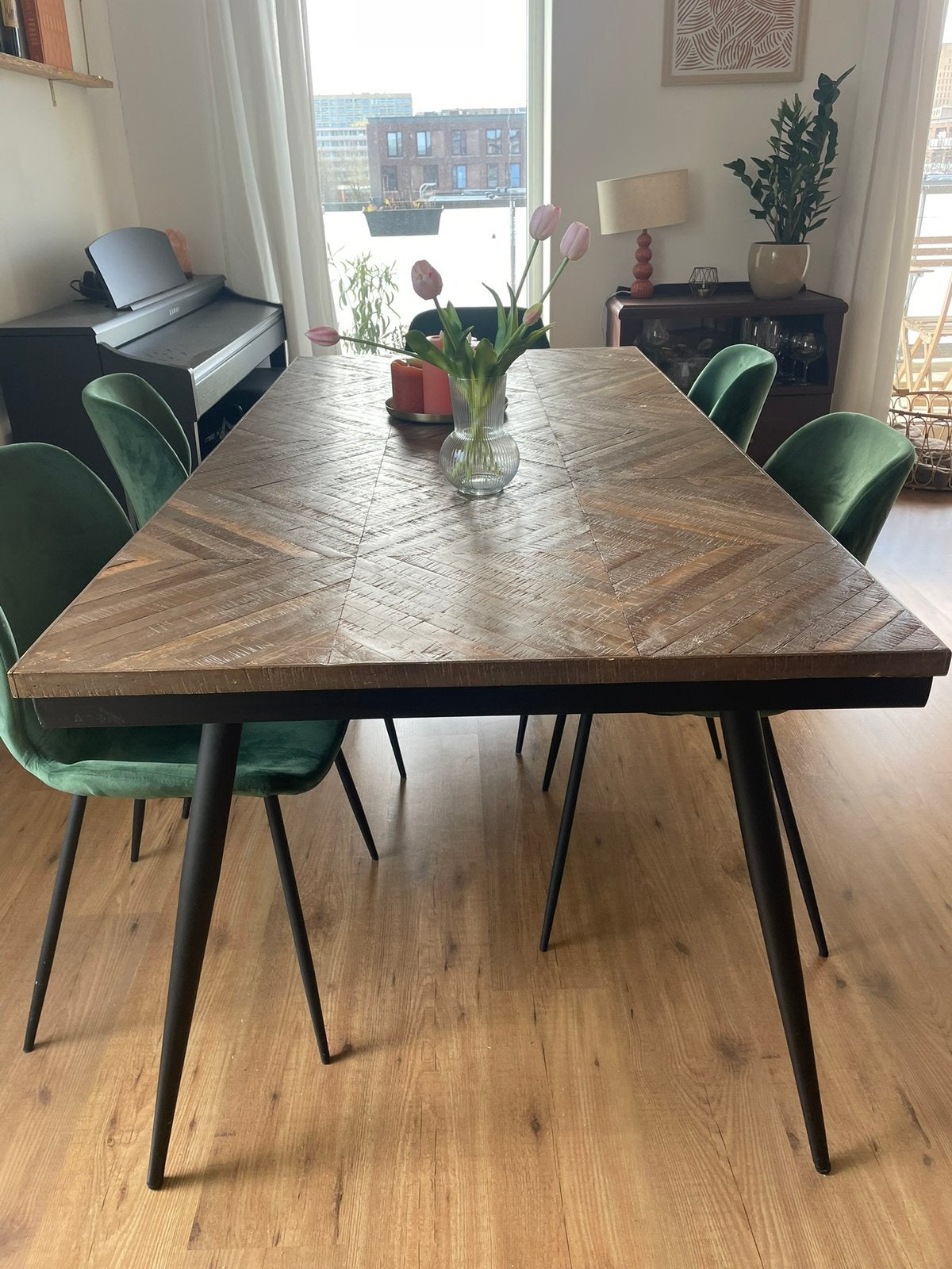Groene velvet stoelen, Ophalen, Zo goed als nieuw, Rond, 50 tot 100 cm