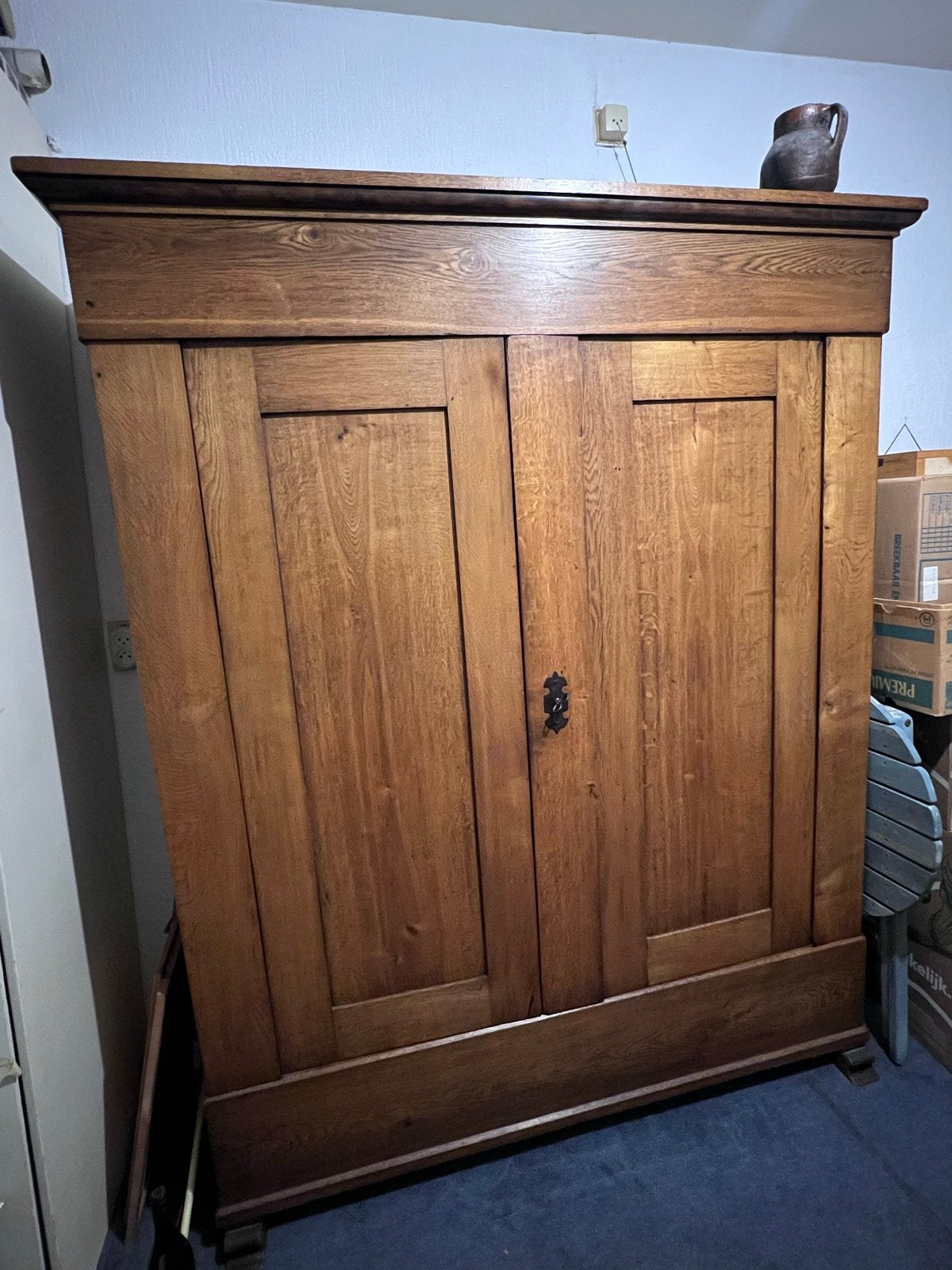 Antieke Eiken Kast met Kuif - 199x162x54.5 cm, Ophalen
