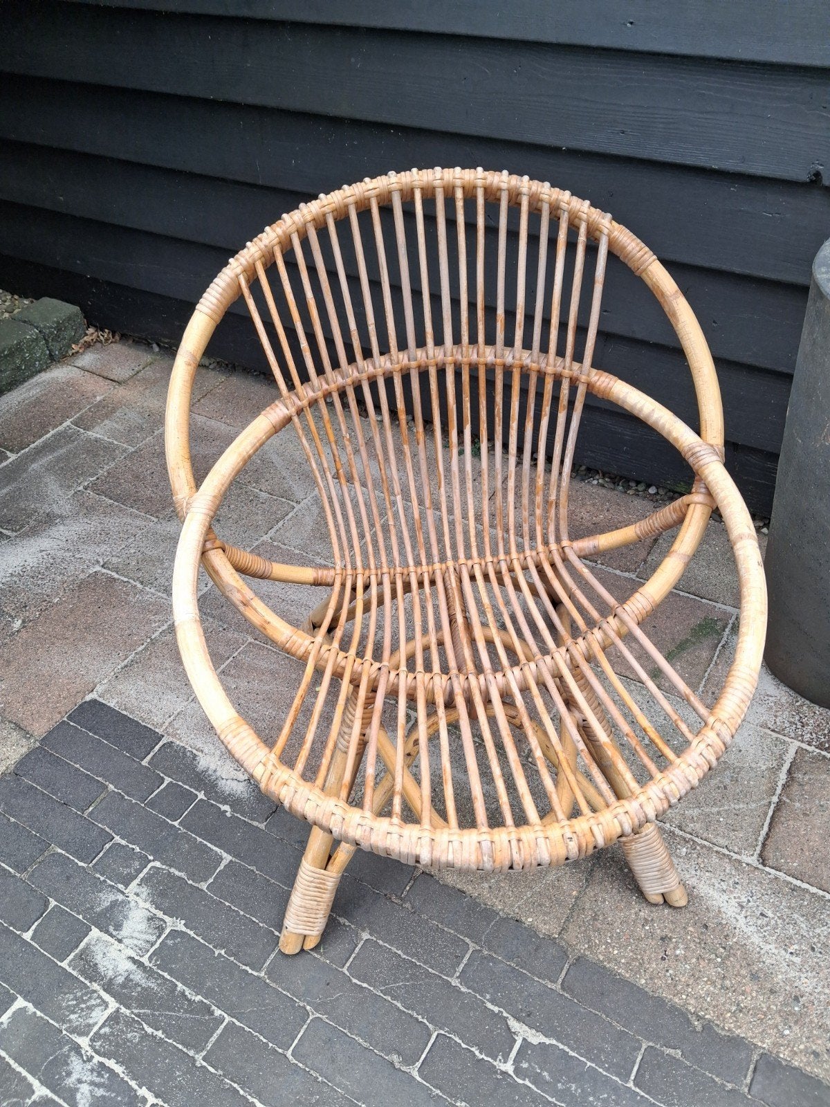 Vintage rotan stoel jaren '50 '60 rotanstoel, Huis en Inrichting, Stoelen, Ophalen, Gebruikt, Overige kleuren, Riet of Rotan