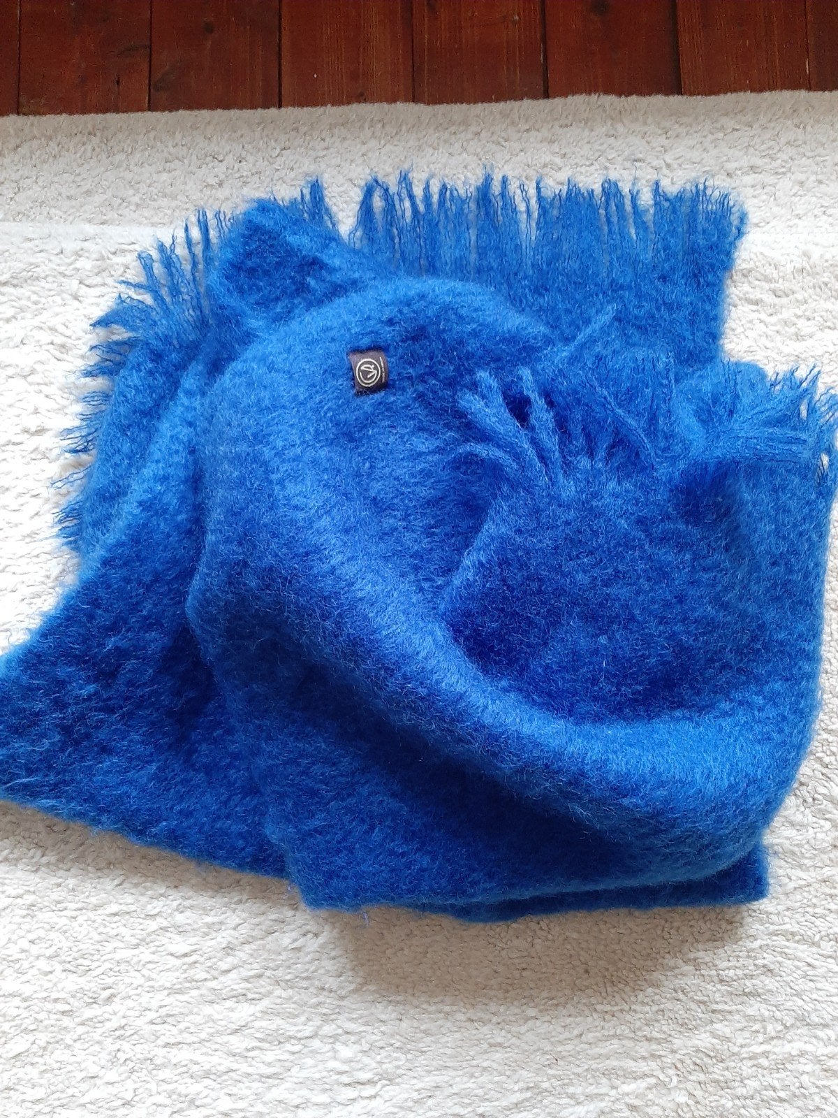 Dikke, wollen, koningsblauwe wintersjaal, Ophalen of Verzenden, Nieuw, Maat 46/48 (XL) of groter, Blauw